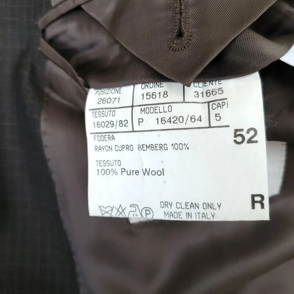 Canali Brown Wool Check Double Breasted Blazer Jacket Sport Coat Peak Lapel 52R